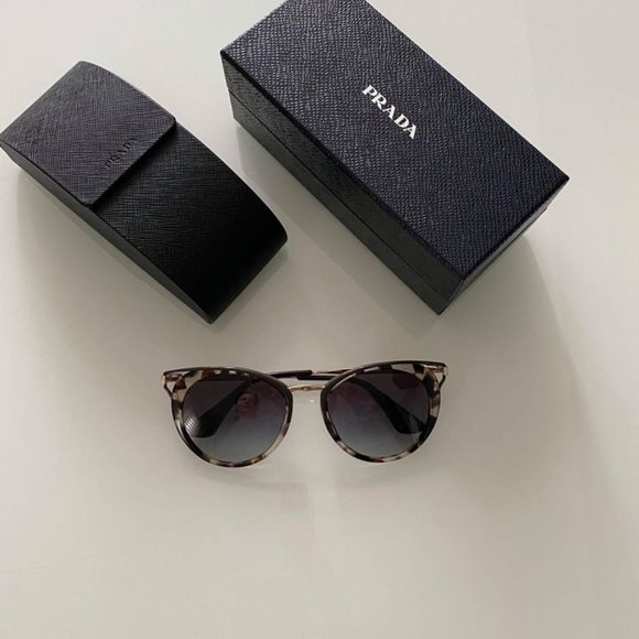 NEW Prada Spotted Opal Brown Cat Eye Sunglasses - Picture 1 of 14
